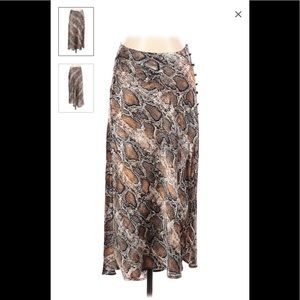 Zara animal print midi satin skirt in medium.